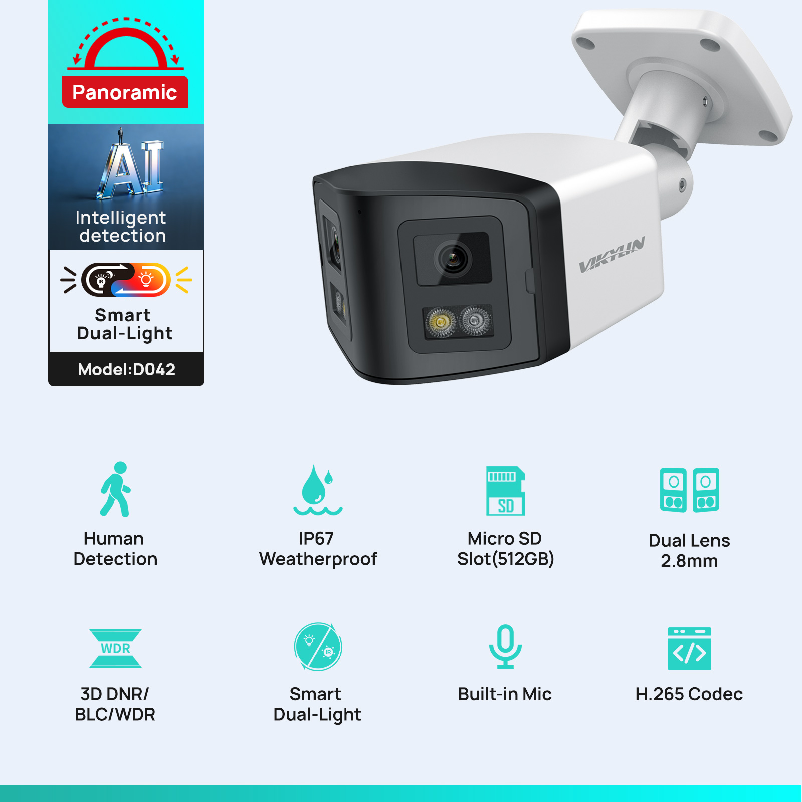 VIKYLIN 170° Panoramic Securit - Outdoor Power G Motion review and price