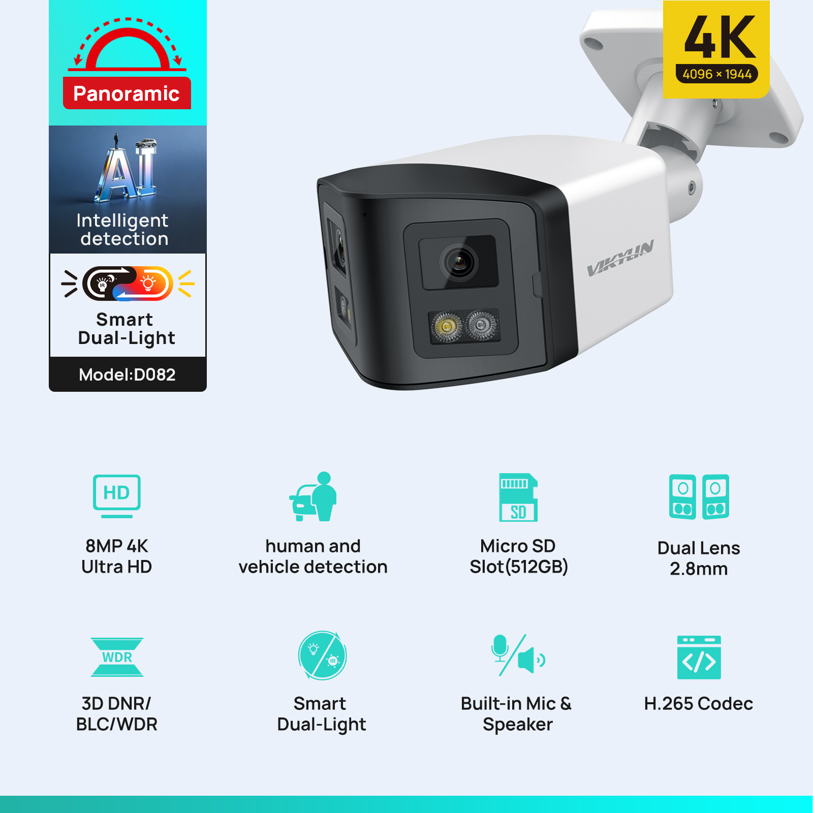 VIKYLIN 170° Panoramic 4K Secu - Outdoor Power G Motion review and price