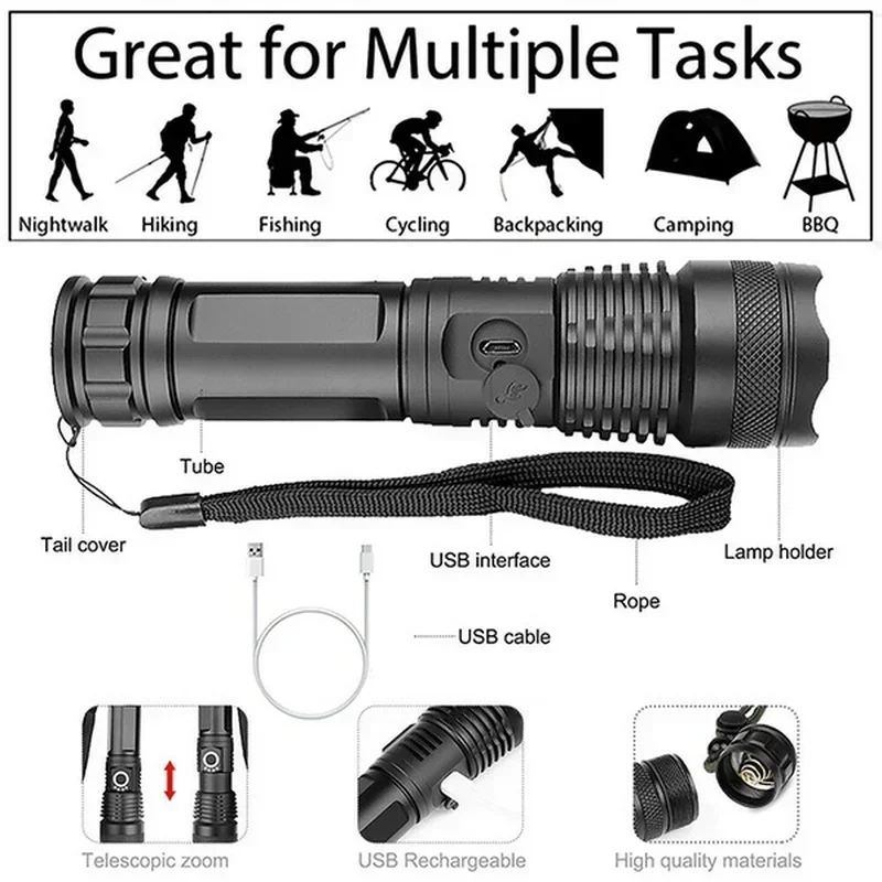High Power XHP70 Led Flashligh - Outdoor Power Usb review and price